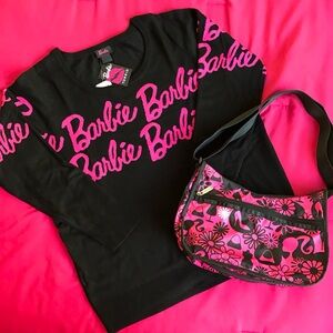EUC Barbie 🎀 script sweater from Torrid sz 2 black and pink font 2X